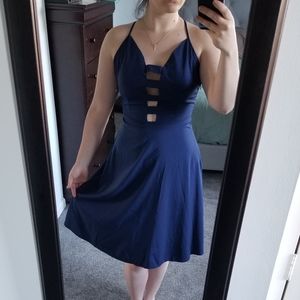 Navy Blue Peek-A-Boo Dress